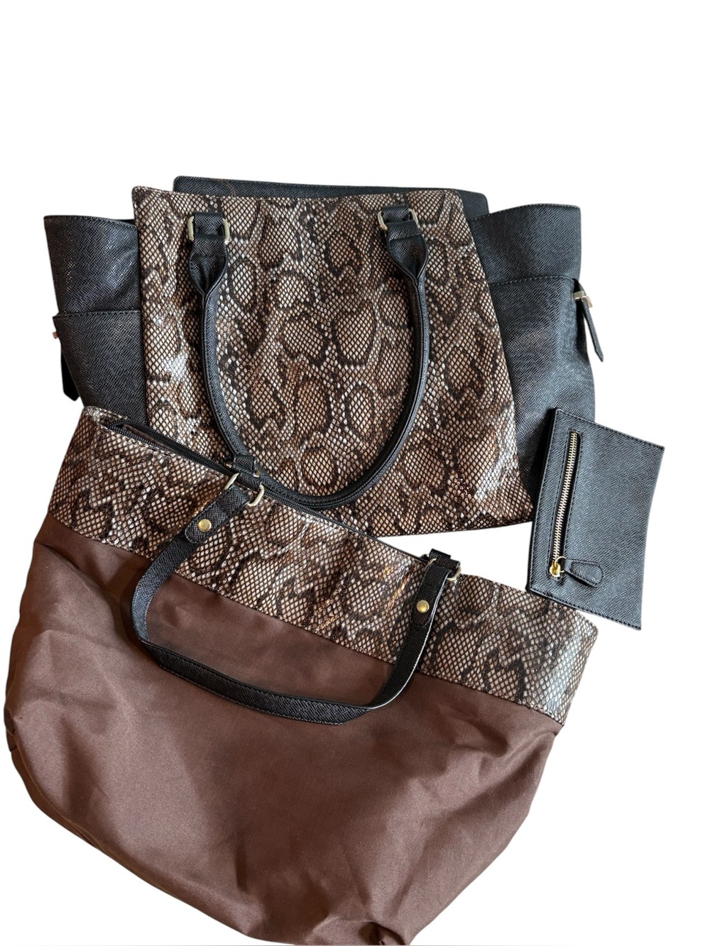 Faux Snakeskin Antonio Melani Wallet and Nesting Purse Coordinating Bag Set of 3